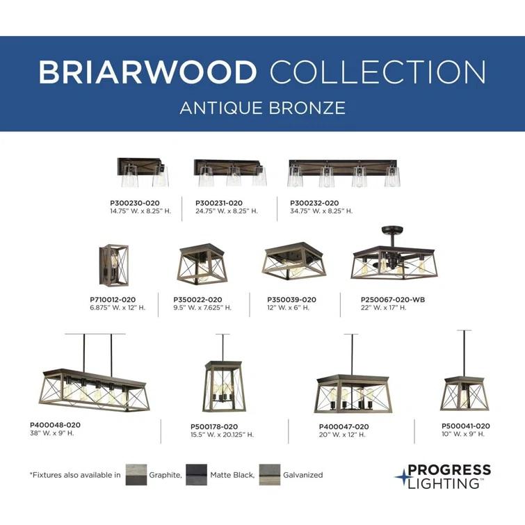 Progress Lighting Briarwood Antique Bronze Wall Sconce With Faux Wood Enclosure