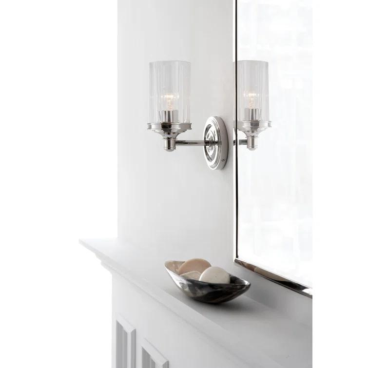 Ava Sleek Prismatic Nickel 9.25" Wall Sconce, Dimmable & Damp Rated