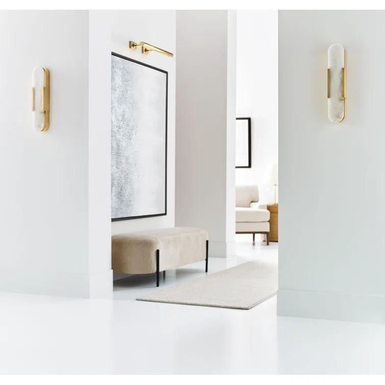 Polished Nickel 20" Alabaster Shade Wall Sconce