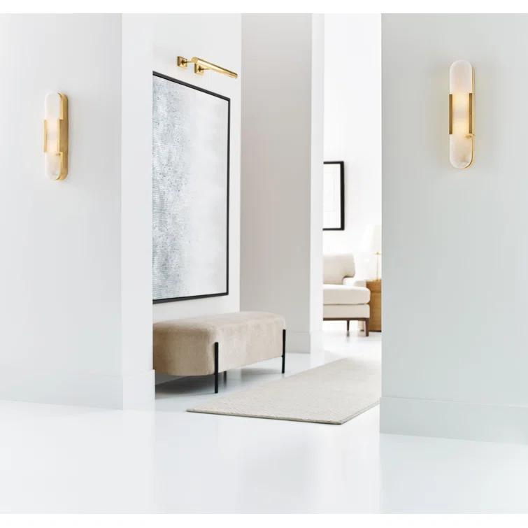 Polished Nickel 20" Alabaster Shade Wall Sconce