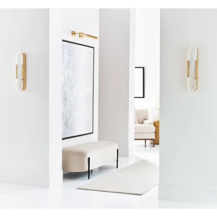 Polished Nickel 20" Alabaster Shade Wall Sconce