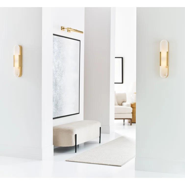 Polished Nickel 20" Alabaster Shade Wall Sconce