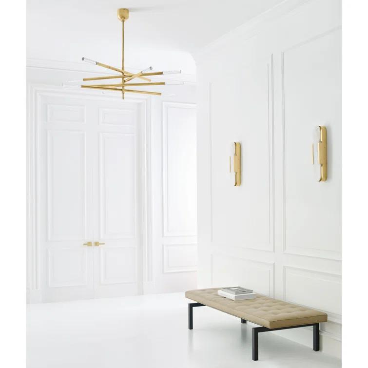 Antique Brass and Seeded Glass 10-Light LED Chandelier