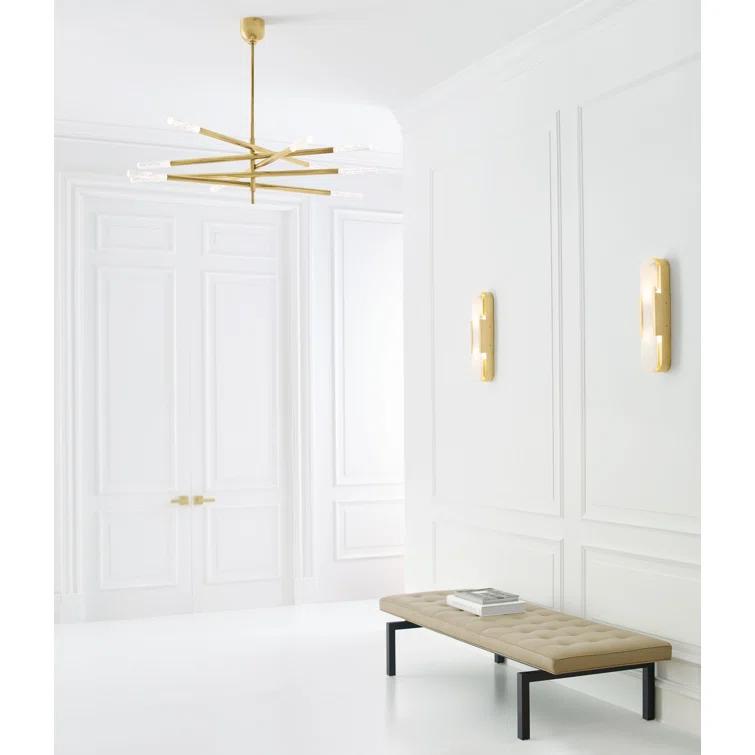 Antique Brass and Seeded Glass 10-Light LED Chandelier