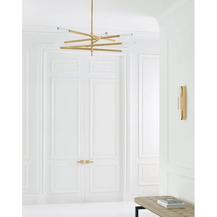 Antique Brass and Seeded Glass 10-Light LED Chandelier