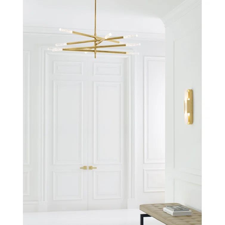 Antique Brass and Seeded Glass 10-Light LED Chandelier