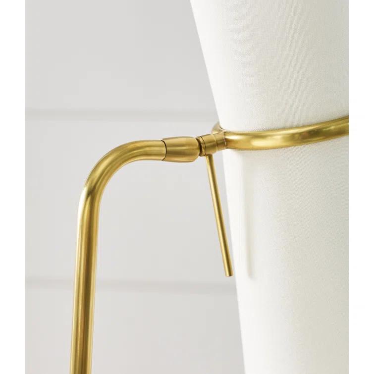 Edison Linen Shade Adjustable Task Floor Lamp in Antique Brass