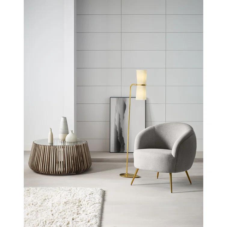 Edison Linen Shade Adjustable Task Floor Lamp in Antique Brass