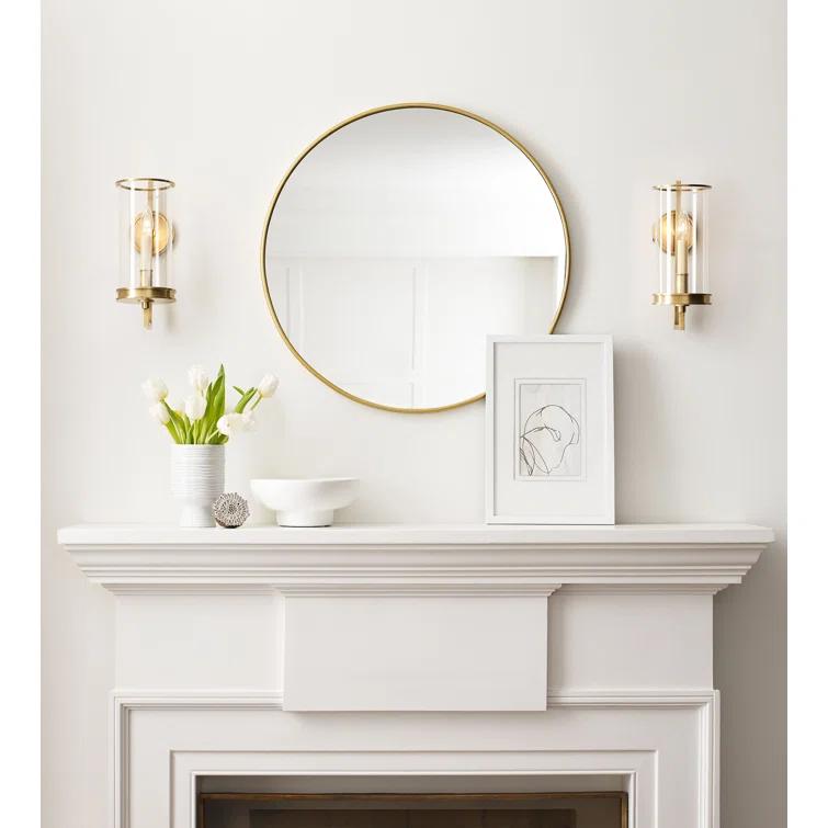 Antique Brass and Clear Glass Hurricane Wall Sconce