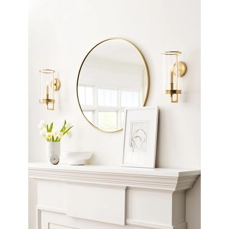 Antique Brass and Clear Glass Hurricane Wall Sconce
