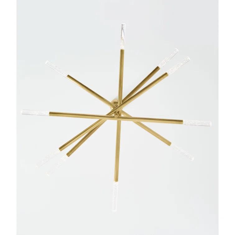 Antique Brass and Seeded Glass 10-Light LED Chandelier