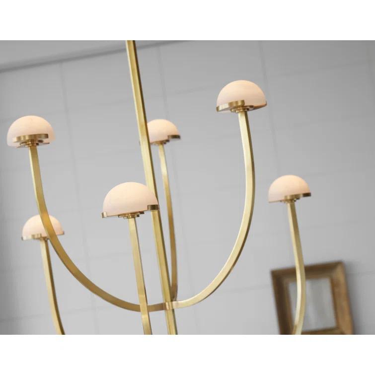 Pedra Antique Brass and Alabaster 6-Light LED Chandelier