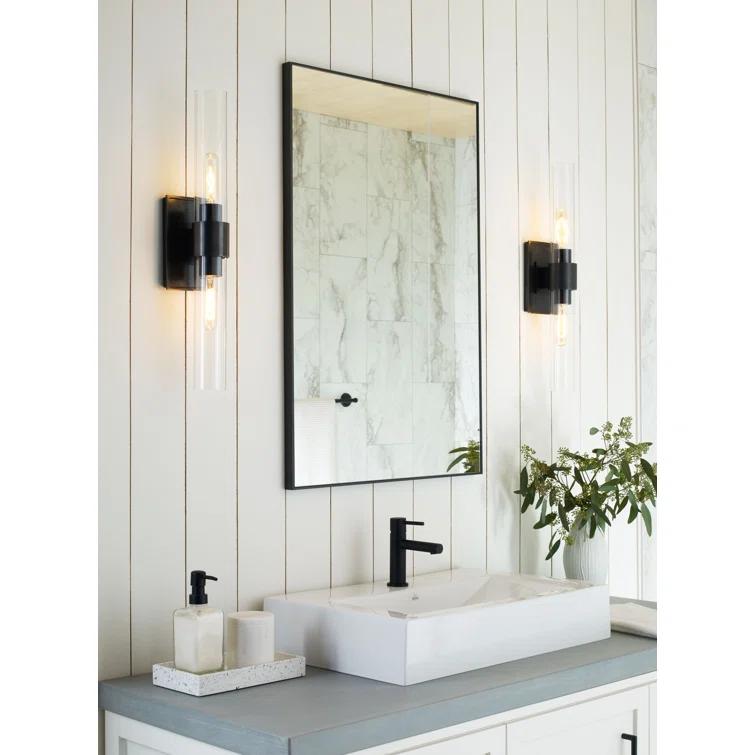 Bronze Dimmable Vanity Sconce with Glass Shade