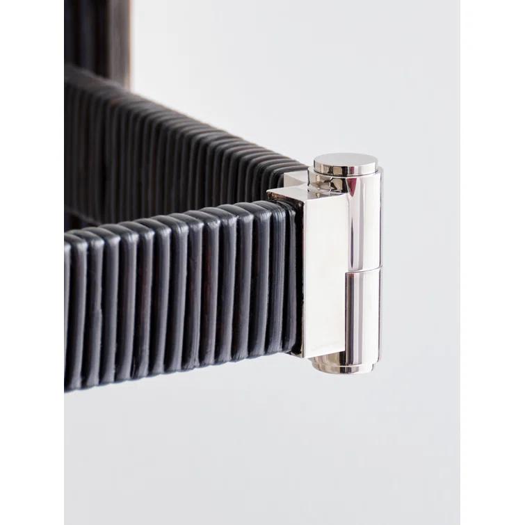 Elle Polished Nickel & Black Rattan 17'' Swing Arm Sconce with Linen Shade