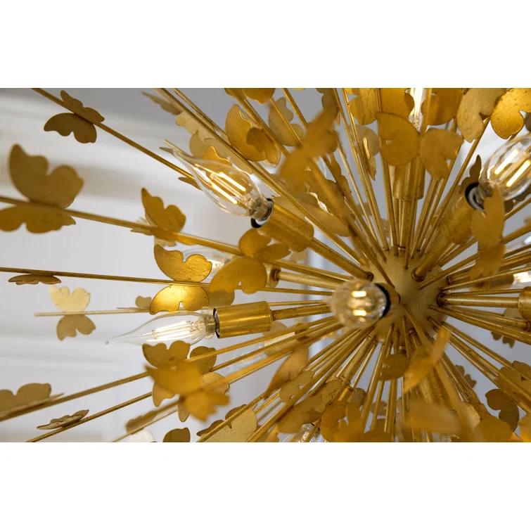 Farfalle Gold Crystal 18-Light Organic Elegance Chandelier