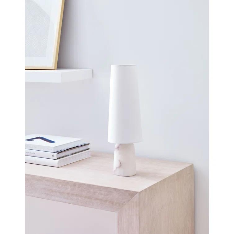 Alabaster Cordless Outdoor LED Table Lamp with Linen Shade