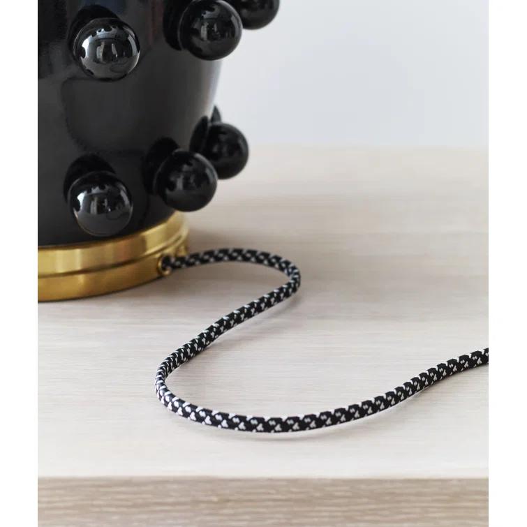 Linden Black Porcelain Outdoor Table Lamp with Orb Accents
