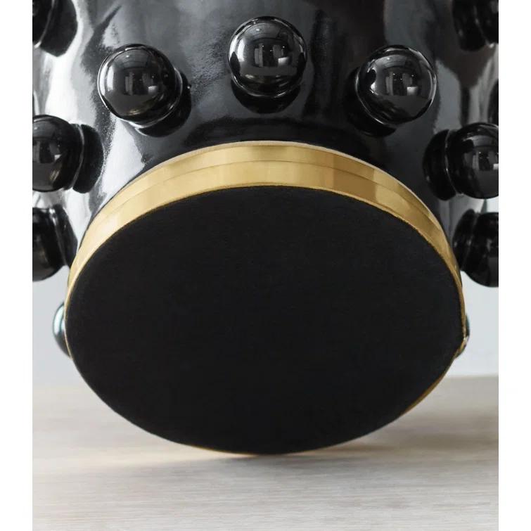 Linden Black Porcelain Outdoor Table Lamp with Orb Accents