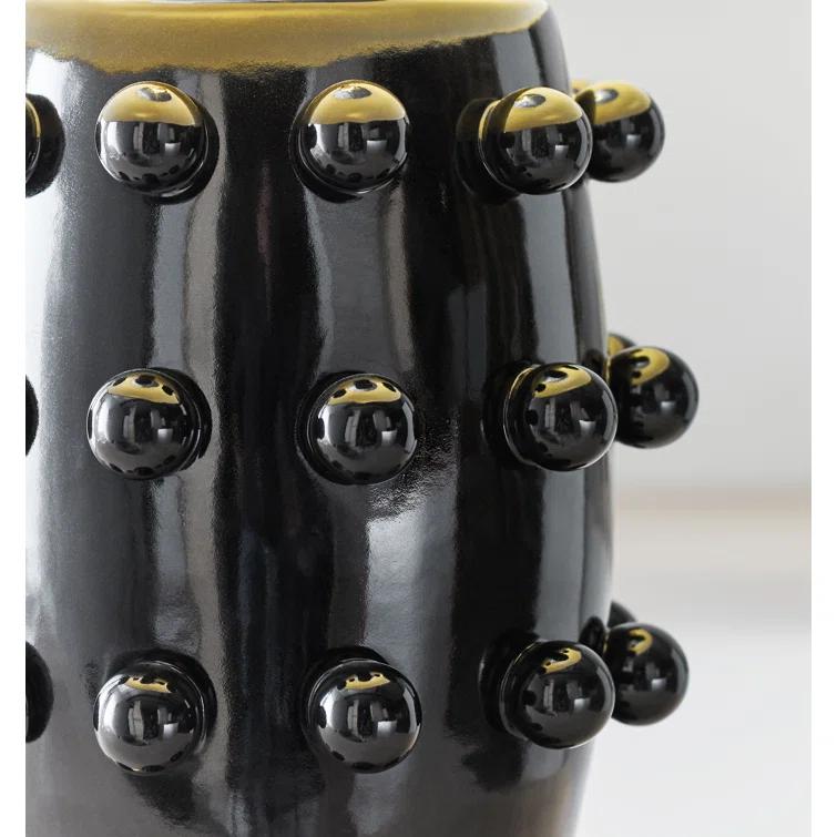 Linden Black Porcelain Outdoor Table Lamp with Orb Accents
