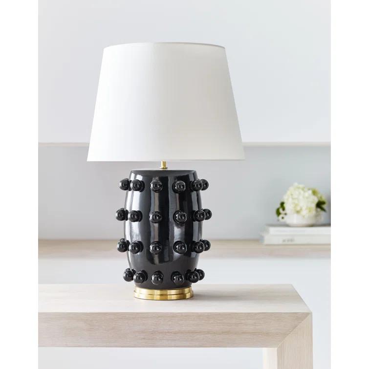 Linden Black Porcelain Outdoor Table Lamp with Orb Accents