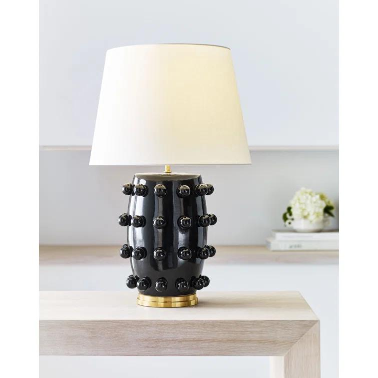 Linden Black Porcelain Outdoor Table Lamp with Orb Accents