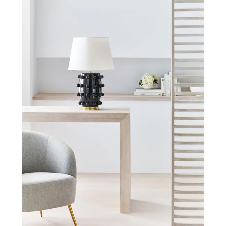 Linden Black Porcelain Outdoor Table Lamp with Orb Accents