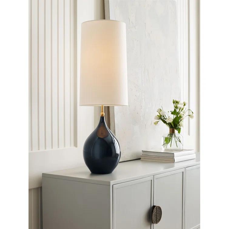 Loren Large Ceramic Table Lamp in Mixed Blue and Brown