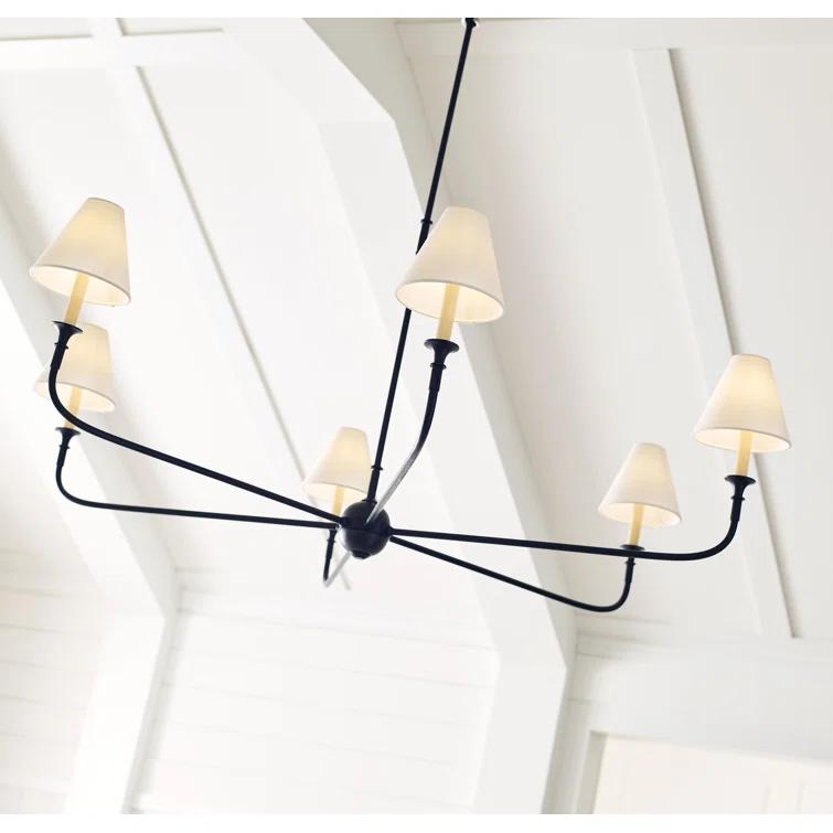 Aged Iron and Crystal 6-Light Candle Chandelier