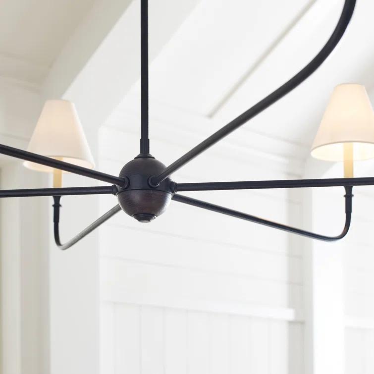 Aged Iron and Crystal 6-Light Candle Chandelier