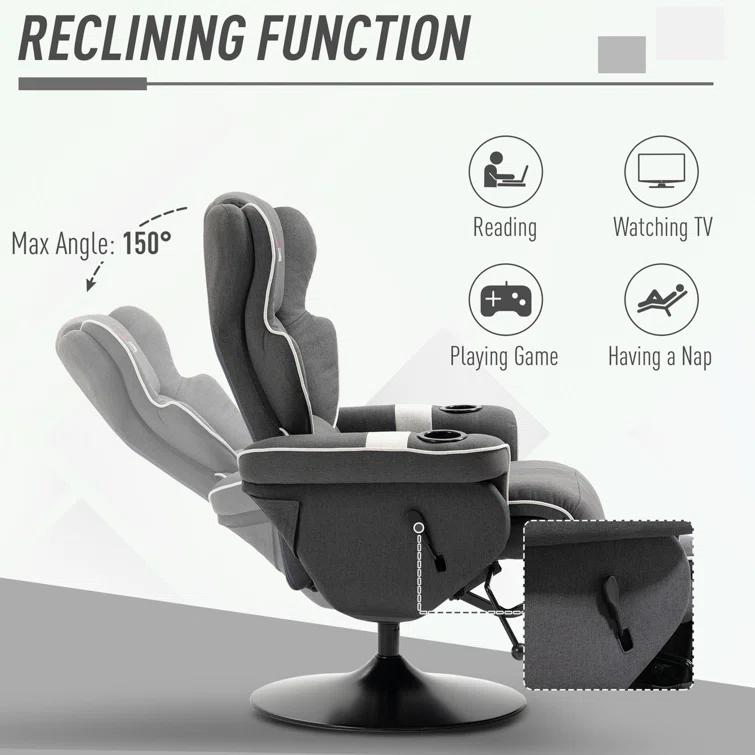 HomCom Faux Leather Manual Swivel Ergonomic Recliner | Wayfair