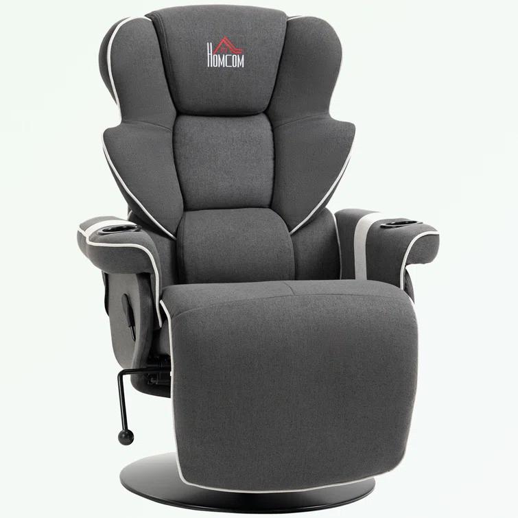 HomCom Faux Leather Manual Swivel Ergonomic Recliner | Wayfair