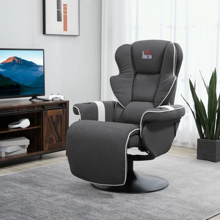HomCom Faux Leather Manual Swivel Ergonomic Recliner | Wayfair