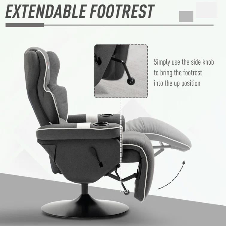 HomCom Faux Leather Manual Swivel Ergonomic Recliner | Wayfair