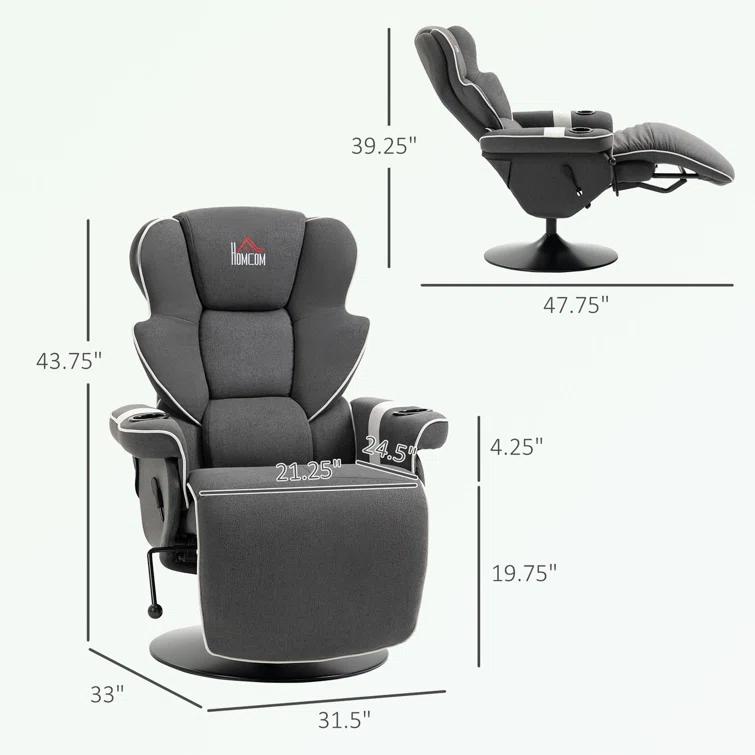 HomCom Faux Leather Manual Swivel Ergonomic Recliner | Wayfair