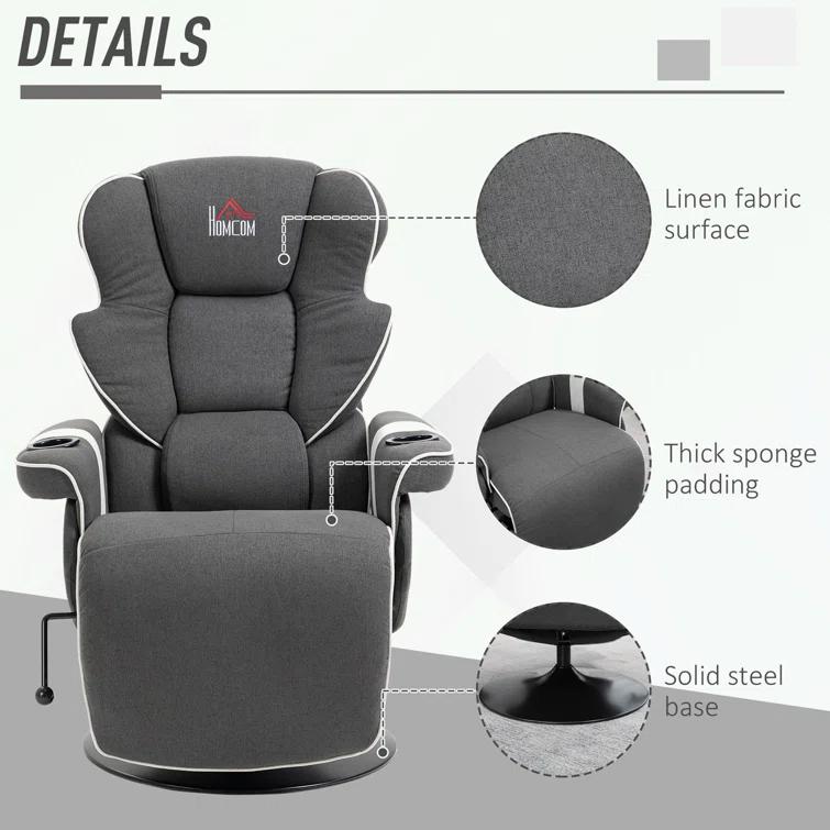 HomCom Faux Leather Manual Swivel Ergonomic Recliner | Wayfair