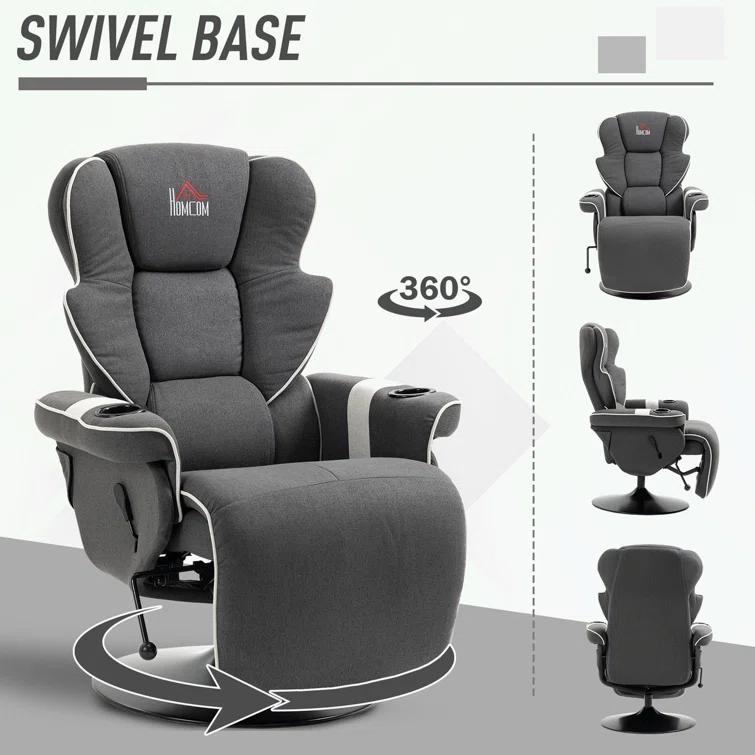 HomCom Faux Leather Manual Swivel Ergonomic Recliner | Wayfair