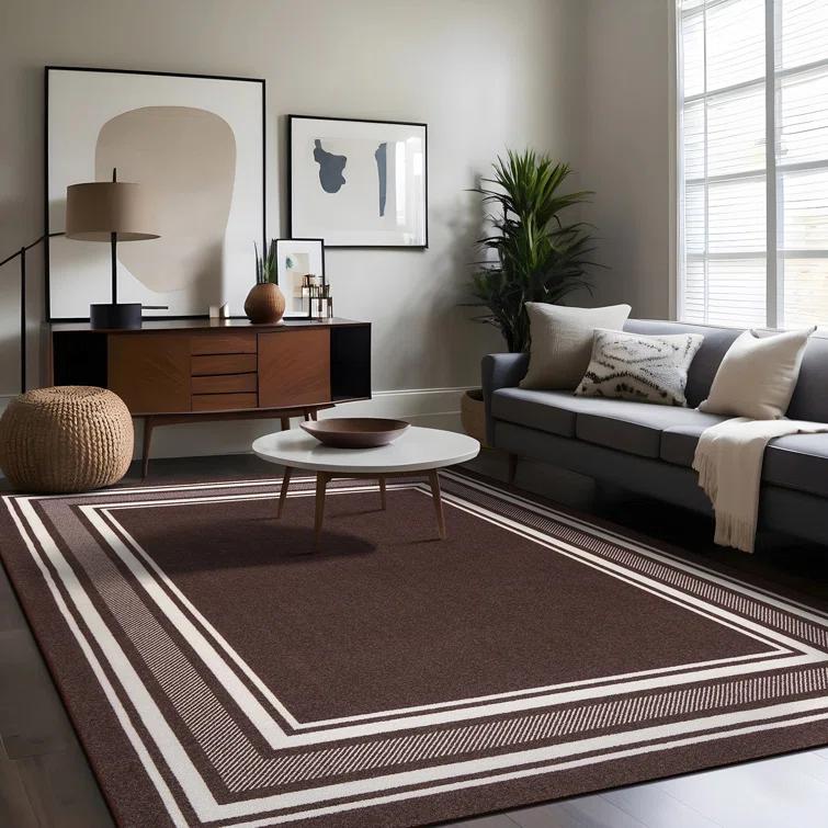Quiogue Brown Non-Slip Area Rug