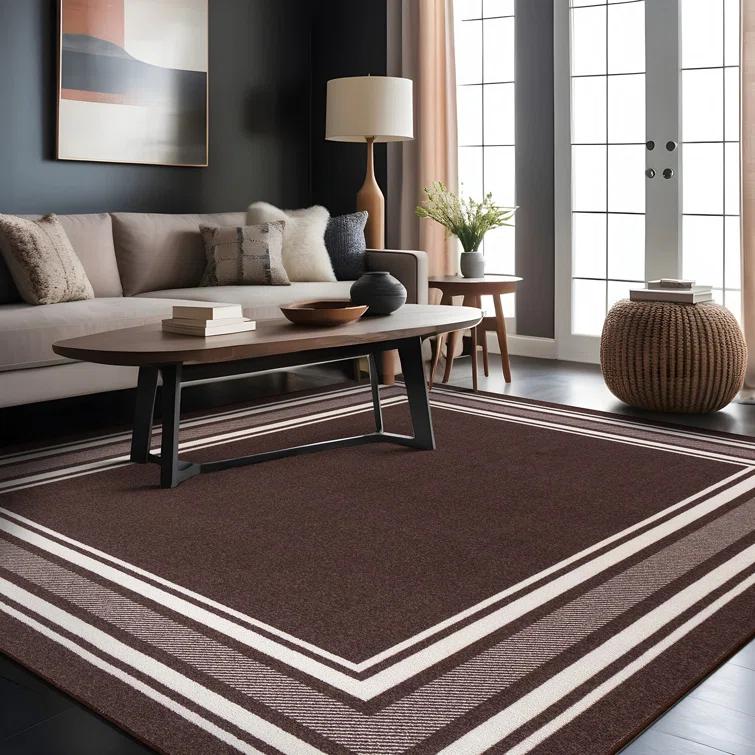 Quiogue Brown Non-Slip Area Rug