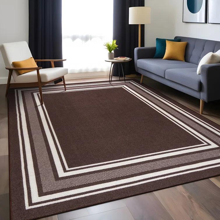 Quiogue Brown Non-Slip Area Rug