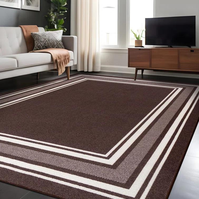 Quiogue Brown Non-Slip Area Rug