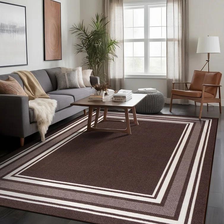 Quiogue Brown Non-Slip Area Rug