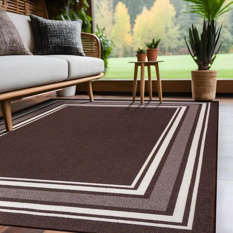 Quiogue Brown Non-Slip Area Rug