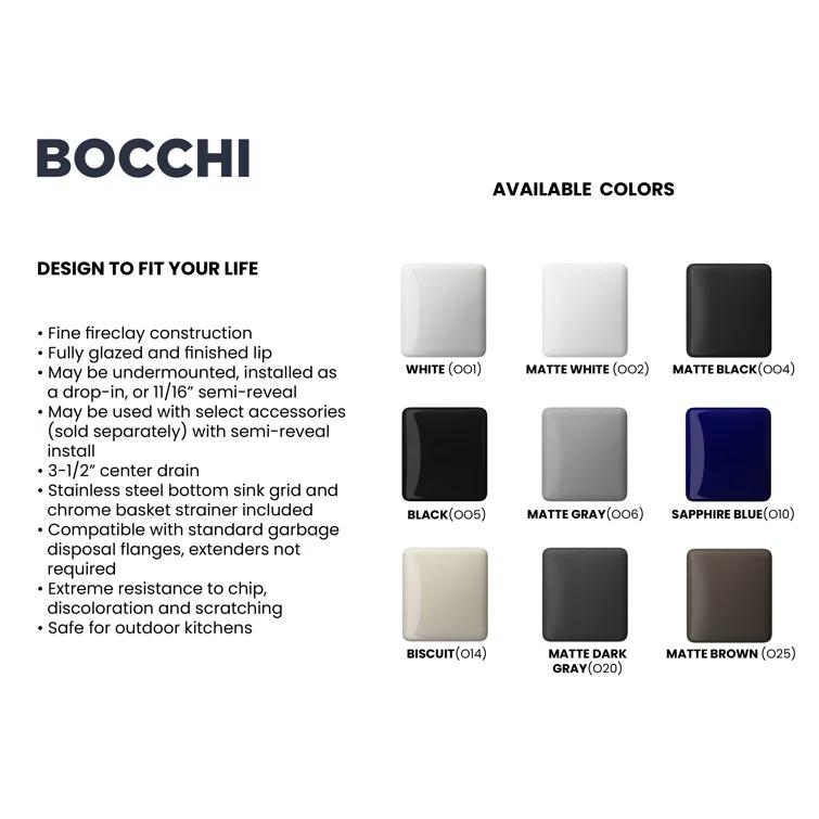 BOCCHI 1362-001-0120 Sotto 32'' L Undermount Fireclay Kitchen Sink