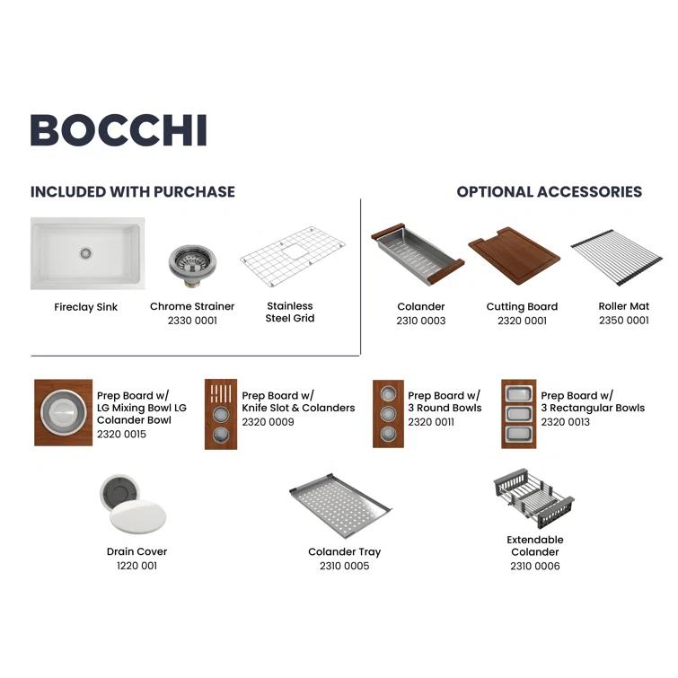 BOCCHI 1362-001-0120 Sotto 32'' L Undermount Fireclay Kitchen Sink