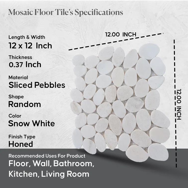 Hawaii 12" x 12" Natural Stone Pebbles Mosaic Wall & Floor Tile