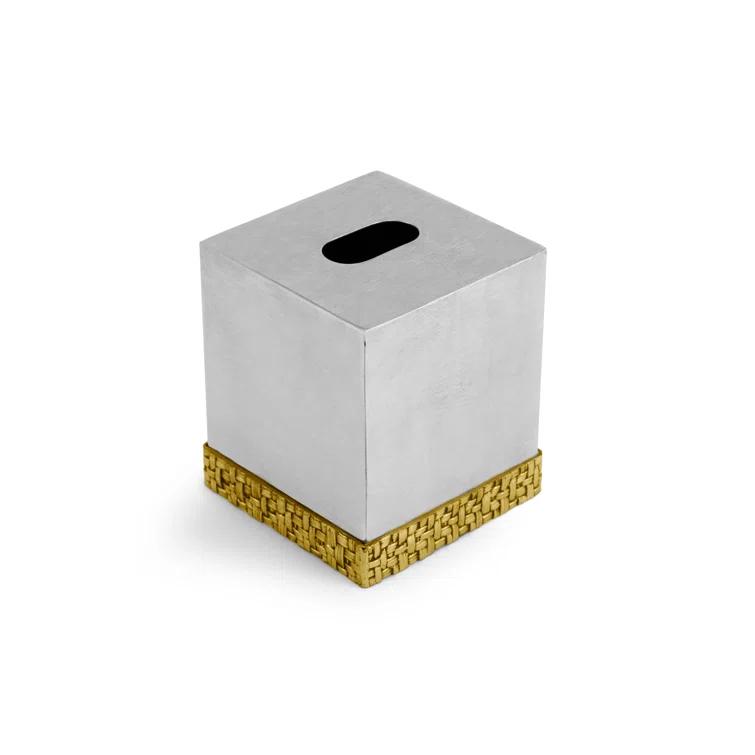 Stainless Steel and Gold Woven Tissue Box Holder