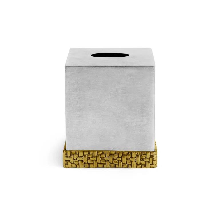 Stainless Steel and Gold Woven Tissue Box Holder