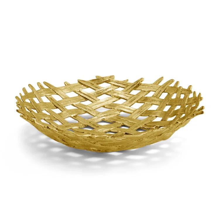 Michael Aram 16.5'' Antique Gold Handmade Metal Centerpiece Bowl