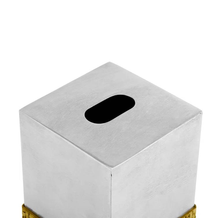 Stainless Steel and Gold Woven Tissue Box Holder