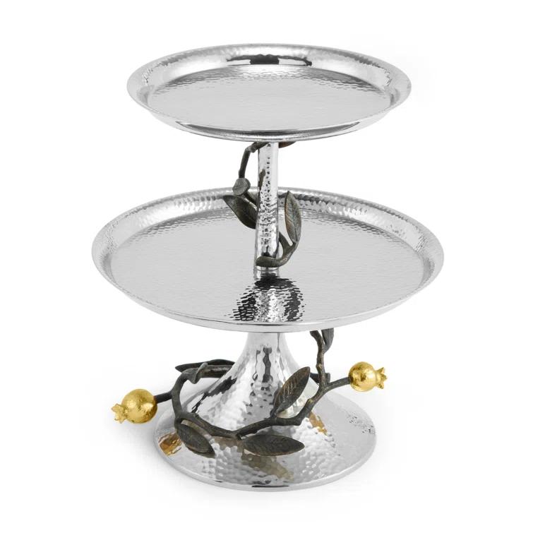 Handcrafted Gold-Plated Oxidized Stainless Steel 2-Tier Etagere